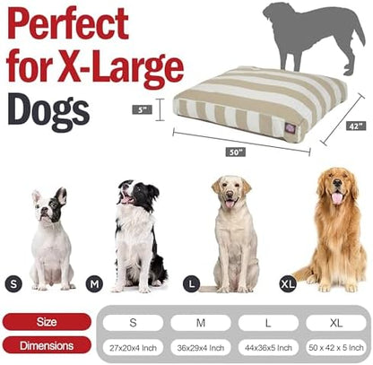 Majestic Pet Rectangular Dog Bed, X-Large, 50x42x5 in, Washable, Sand Beige