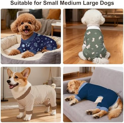 Bienbee Dog Pajamas, 4 Pack Adjustable Onesies for Small to Large Dogs S
