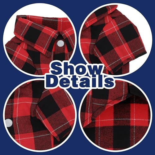 Paiaite Plaid Dog Shirt: Classic Checkered Style in Pure Cotton for Large, Medium, and Small Breeds, Comfort, Breathability, and Elegance. Perfect for Everyday Wear, and Photoshoots Red 4XL