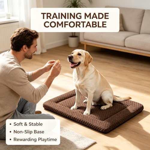 Dog Bed Mat - Dog Crate Pad - Reversible Mat for Pet Comfort - Soft Bed Crate Pads for All Seasons - Durable, Machine Washable Mat for Crates, Travel, and Home (Dark Brown, 35" L*23" W*1.5" Th)