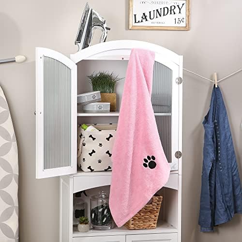 Bone Dry Pet Grooming Microfiber Towel, Embroidered Collection, X-Large,41x23.5", Pink