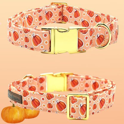 Dog Collars, Fall Dog Collars Halloween Puppy Pumpkin Print Pet Collars Durable Metal Comfortable Dog Collar Puppy Adjustable Dog Collar for X-Large Dogs
