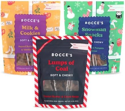 Bocce’s Bakery Holiday Soft & Chewy Bundle Dog Treats, All-Natural Wheat-Free Christmas Dog Treats, 6 oz (Pack of 3)