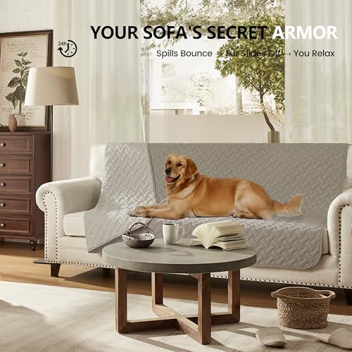 gogobunny Waterproof Dog Bed Cover Pet Blanket for Furniture Bed Couch Sofa Reversible (Dark Stone/Light Stone, 82x82 Inch (Pack of 1))