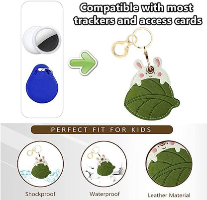 BORKUANA PU Leather Keychain Holder Protective Case Compatible with AirTag