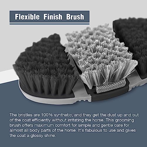 Harrison Howard Flexible Finish Horse Grooming Brush - Bendable, Convenient for Horse Scrubbing, Comfortable Hold in Hand - Dark Charcoal