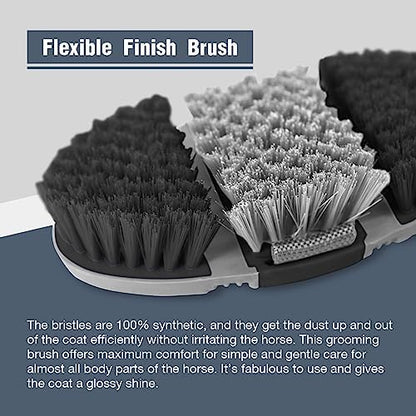 Harrison Howard Flexible Finish Horse Grooming Brush - Bendable, Convenient for Horse Scrubbing, Comfortable Hold in Hand - Dark Charcoal