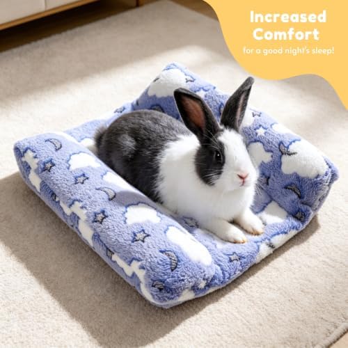 Rabbit Bed with Pillows, Dual-Sided 17"x15" Washable Lounger Pad