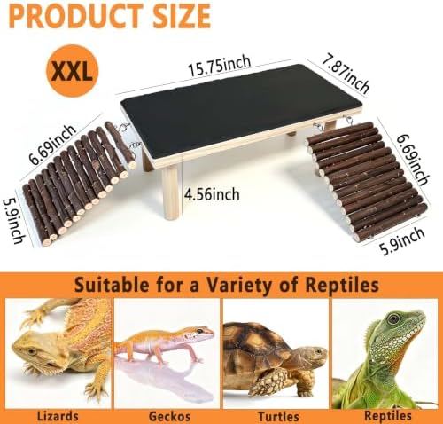 Bearded Dragon Basking Platform with Climbing Ramp,Reptile Basking Rock,XXL