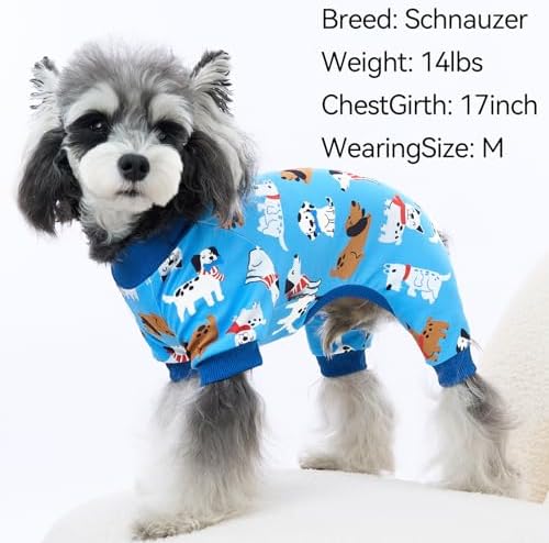 XPUDAC 4 Pack Dog Pajamas Cute Dog Clothes for Small Medium Dogs Boy Stretchy Soft Pjs Jammies Outfit Puppy Onesies for Winter, XS
