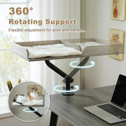 PAWZ Road Cat Desk Bed 360°Rotating Supports to 50 Lbs Cozy Nest for Desk
