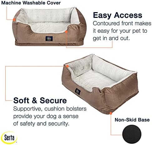 Serta Orthopedic Cuddler Dog Bed for Pets – Chocolate Brown (Large)