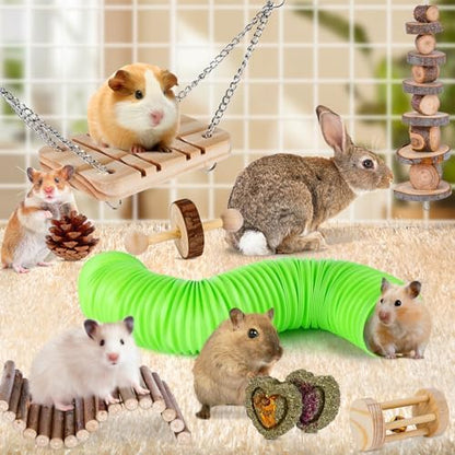 Hamster Toys Set, Guinea Pig Toys Bunny Small Animal Chewing Toy for Cage