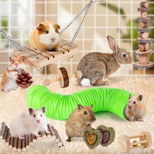 Hamster Toys Set, Guinea Pig Toys Bunny Small Animal Chewing Toy for Cage