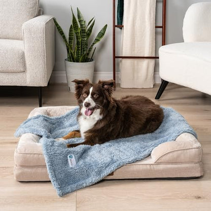 PetAmi Soft Plush Sherpa Dog Blanket for Pet Cat, Medium 29x40, Dusty Blue