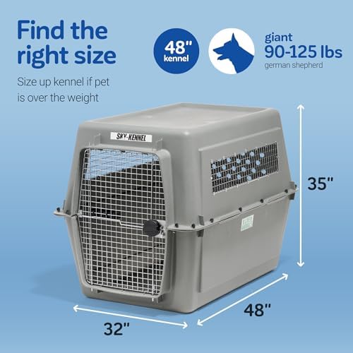Petmate Sky Kennel for Air Travel, 48in Dog Crate for Pets 90 to 125lbs