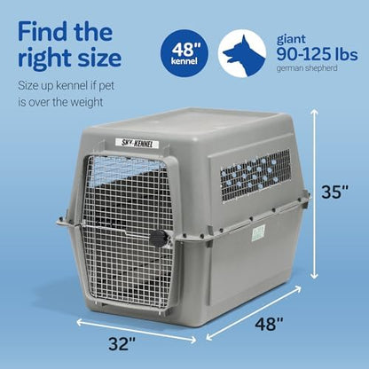 Petmate Sky Kennel for Air Travel, 48in Dog Crate for Pets 90 to 125lbs