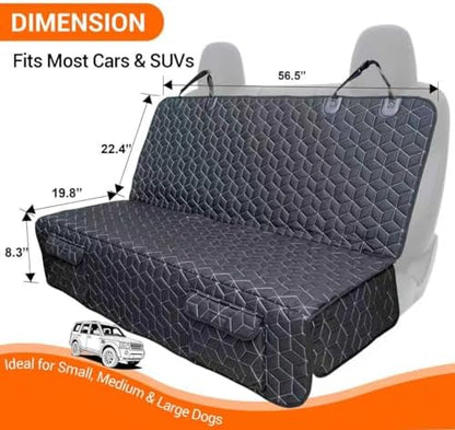Meginc Dog Car Seat Cover for Back Seat, Waterproof Non-Slip Bench Protector for Dogs & Kids, Durable 600D Scratch Proof Seat Cover for Hair, Scratches, Travel and Daily Use in Full Size SUVs