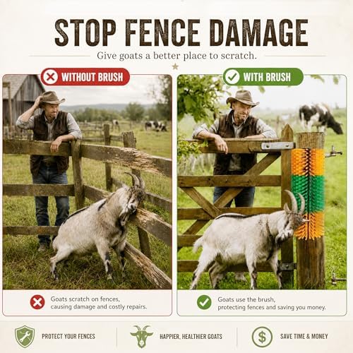 Livestock Scratching Brush, 4-Pack-Grooming Posts for Cows, Horses, Goats and Pigs with 8 Screws, Help Relieve Discomfort in Livestock and Prevent Damage to Fences