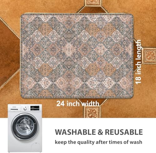 nunubaby Washable Pee Pads for Dogs, Stylish, Non-Slip and Leak-Proof Pee Pads. Reusable Potty Pads for Dogs for Crates and Floors.(Brown/Multi, 18" x24" )
