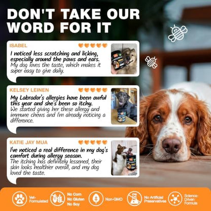 Dog Allergy Relief Chews for Itchy Skin, Licking Paws, Hot Spots & Immune