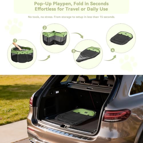 A 4 Pet 40.55-in Dog Playpen, Small Dogs & Puppies, Green+Black