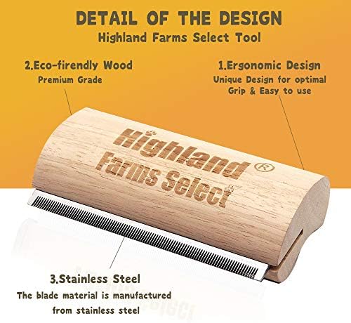 Professional Deshedding Grooming Tool for Dogs & Cats,Wood Pets Groomer 5In