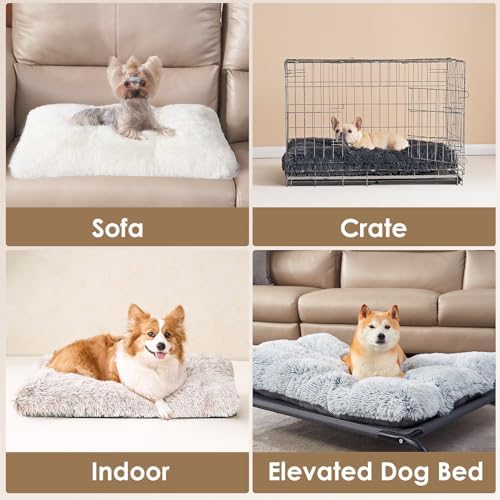 EHEYCIGA Fluffy Dog Crate Bed for Small Dogs, Plush Crate Pad, Brown