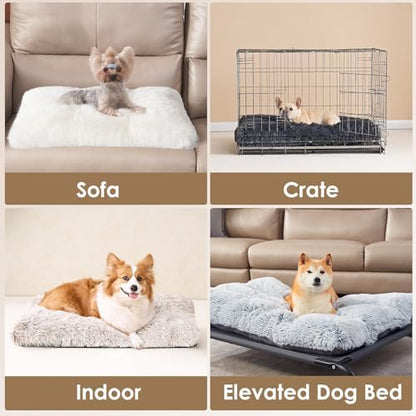 EHEYCIGA Fluffy Dog Crate Bed for Small Dogs, Plush Crate Pad, Brown