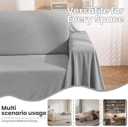 L Shaped Sectional Couch Cover 2 Piece, Large, Light Grey