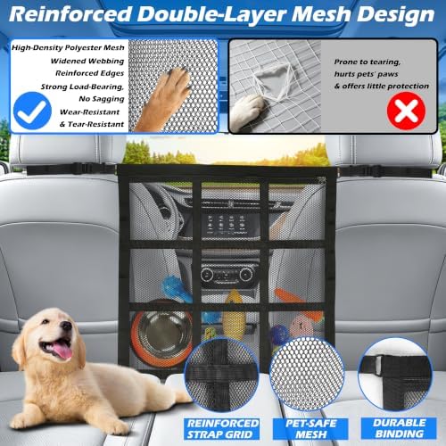 Dog Car Barrier,9-Grid Reinforced,Easy-Install Car Net for Dogs