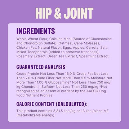 Wellness Old Mother Hubbard Hip & Joint Dog Biscuits, Natural Training Treats, Chicken, Apple, Oats, and Carrot Flavor, Mini Size, 20 oz Bag