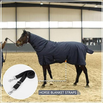 Premium Horse Blanket Sheet Leg Straps, Replacement Stretchy Belly Strap with Double Swivel Snaps, Adjustable Elastic Length from 24 to 42 Inch Winter Blanket