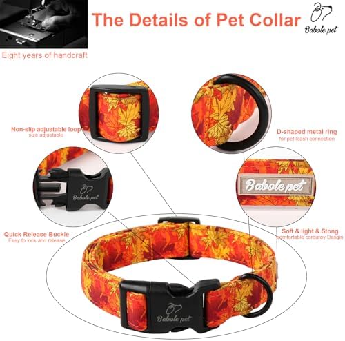 Fall Dog Collar, Gold Maple Leaves Print Puppy Collar XS