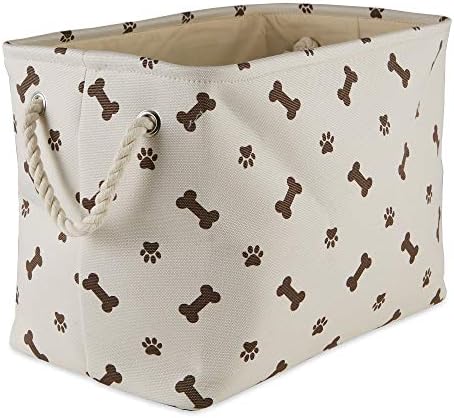 Bone Dry Pet Storage Collection Paw and Bone Print, Medium Rectangle, 16x10x12, Dark Brown