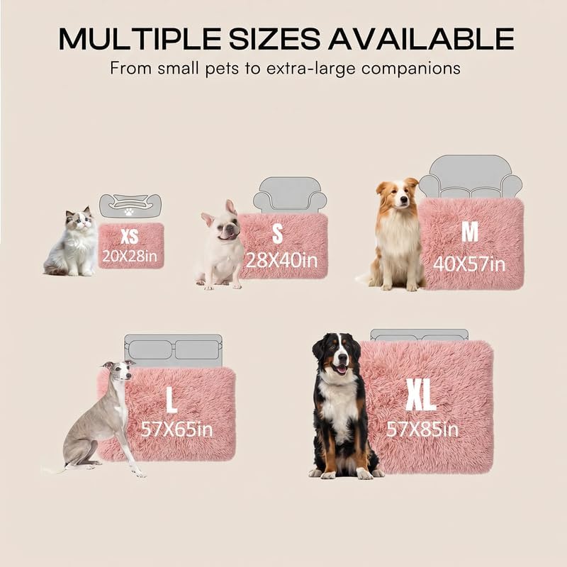 Waterproof Dog Blanket Pet Throw Blankets Fluffy Long Faux Fur Reversible Puppy Blankets 85x57in Furniture Protector Cover for Sofa Bed Couch Bed Cover Washable for Dogs Cats (Pink XL)