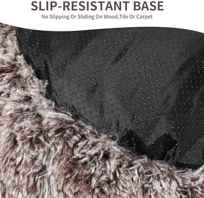 Hooded Donut Dog Bed, Self-Warming Cat Cave for Puppies & Kittens