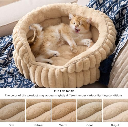 Bedsure ComfyFleece™ Washable Cute Large Cat Bed,Soft Round Puppy Bed,23in