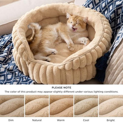Bedsure ComfyFleece™ Washable Cute Cat Bed,Soft Round Kitten Bed,20in