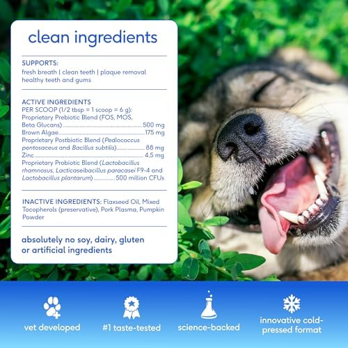 Native Pet Clean Breath Dog Dental Care - Teeth Cleaning for Fresh Breath, Clean Teeth & Healthy Gums - Tartar and Plaque Remover - Dog Breath Freshener - 60 Scoops