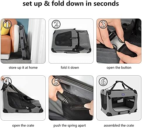 Petprsco Portable Collapsible Dog Crate, 24" Soft Dog Crate for Car Travel