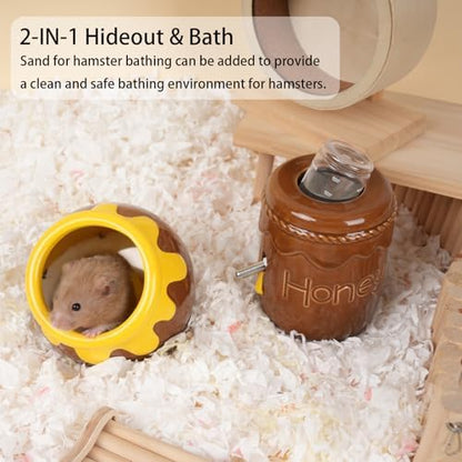 Ceramic Hamster Hide 5.5in Cute Brown Honey Cool Habitat Decor