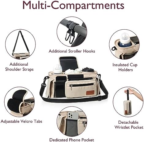 Momcozy Universal Stroller Organizer with Insulated Cup Holder