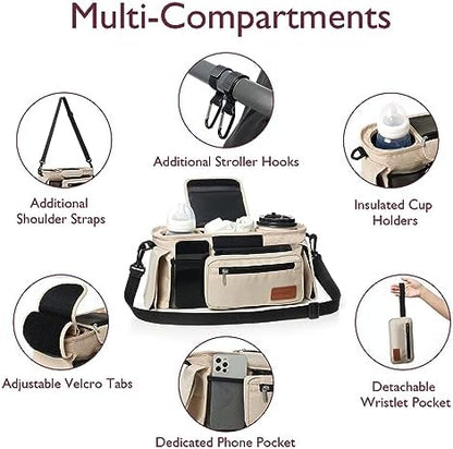 Momcozy Universal Stroller Organizer with Insulated Cup Holder
