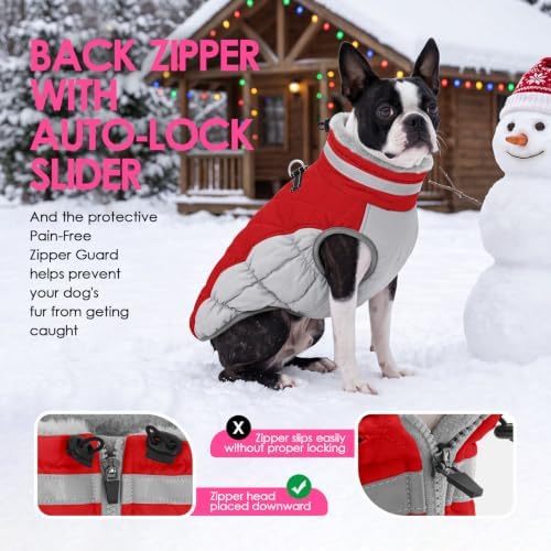 AOFITEE Dog Coat for Large Dogs Waterproof Dog Winter Jacket with Harness