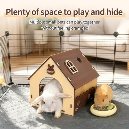 Wooden Guinea Pig Hideout Bunny House Rabbit Bed – Small Animal Habitat