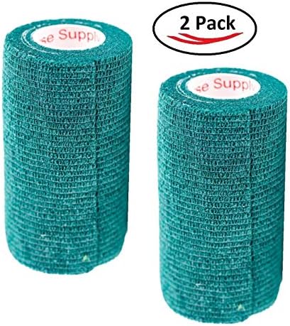 2 Pack Premium Vet Wrap - Self Adhesive Bandage Wrap & Athletic Tape - 4" x 5 Yards Elastic & Self-Sticking Cohesive Bandage for Pets, Sports, Wrists & Ankles - Hunter Green by Prairie Horse Supply