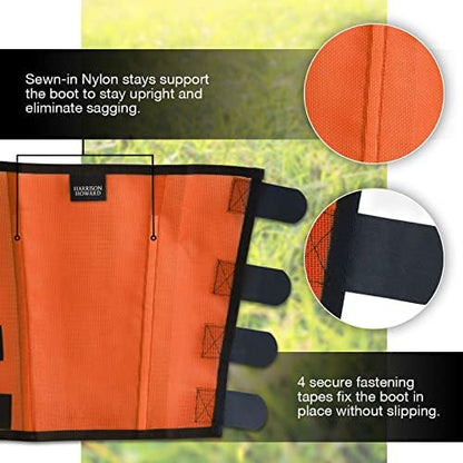Harrison Howard Loose Fitting Fly Boots UV-Protective Extra Tough Mesh Ventilated Four Fasteners Stay-on Design Protect Horse Legs & Stomp-Reducing Set of 4 Orange Pony