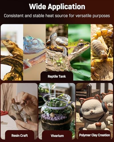 Pawfly 5 W Reptile Heat Pad with Thermostat 5.9 x 5.5 Inch Reptile Heating Pad Under Tank Terrarium Reptile Heat Mat for Turtles Frogs Snakes Lizards Geckos Hermit Crabs & Spiders