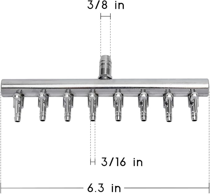 Pawfly 8-Way Aquarium Air Flow Control Lever Valve Chromium Copper Distributor Fish Tank Splitter Pump Accessories